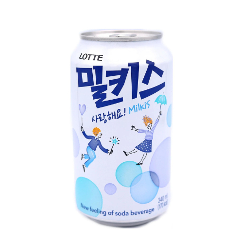 มิลคิส เครื่องดื่มอัดก๊าซกลิ่นโยเกิร์ต โซดานม รสออริจินัล milkis lotte milk and yoghurt flavour drink 340ml