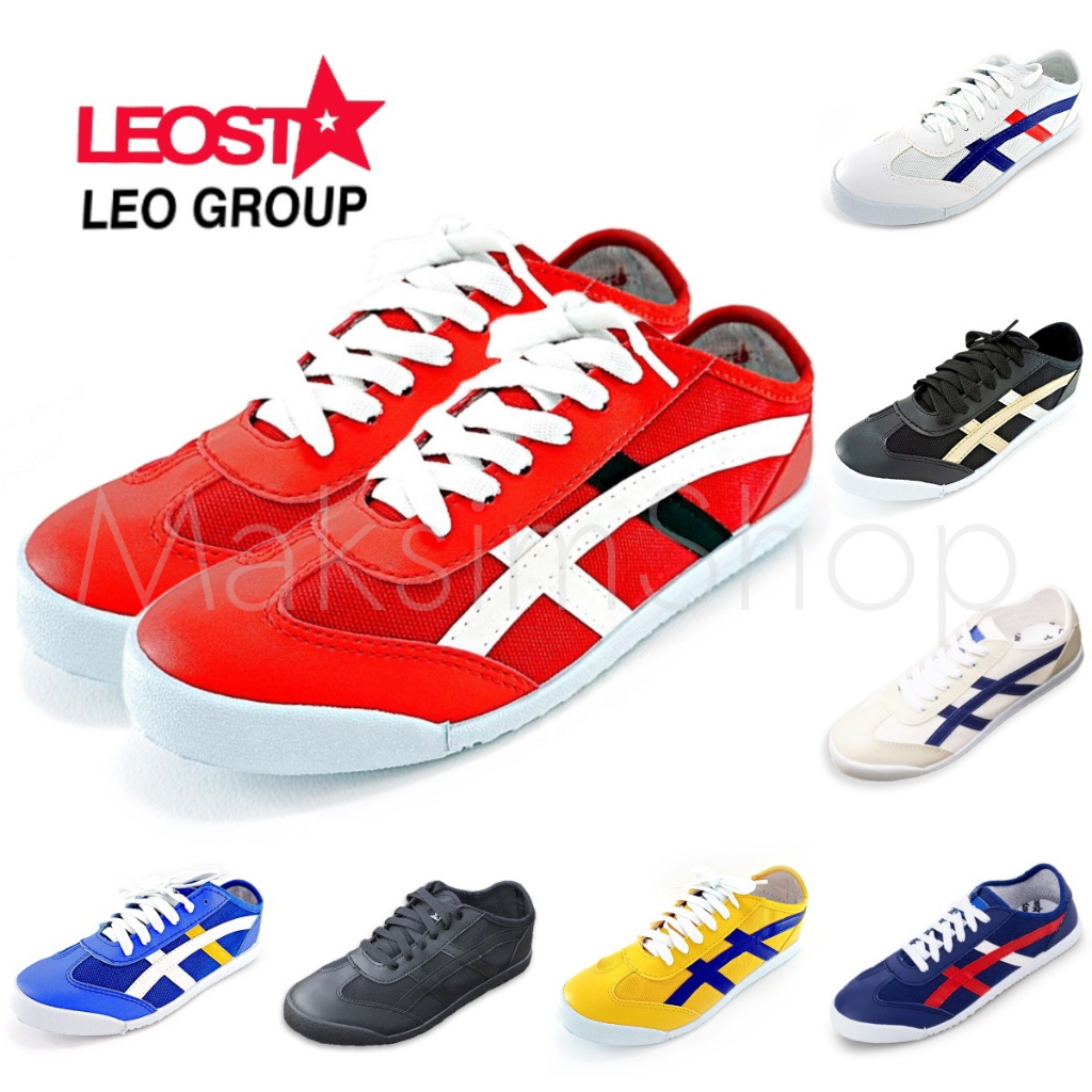 🔥SAKURA Leo ลีโอ ซากุระ รองเท้าผ้าใบแบบผูกเชือก ผู้ชาย ผู้หญิง LEO Group ไซร์ 36-44 สี ดำ ดำทอง แดง ครีม MaksimShop