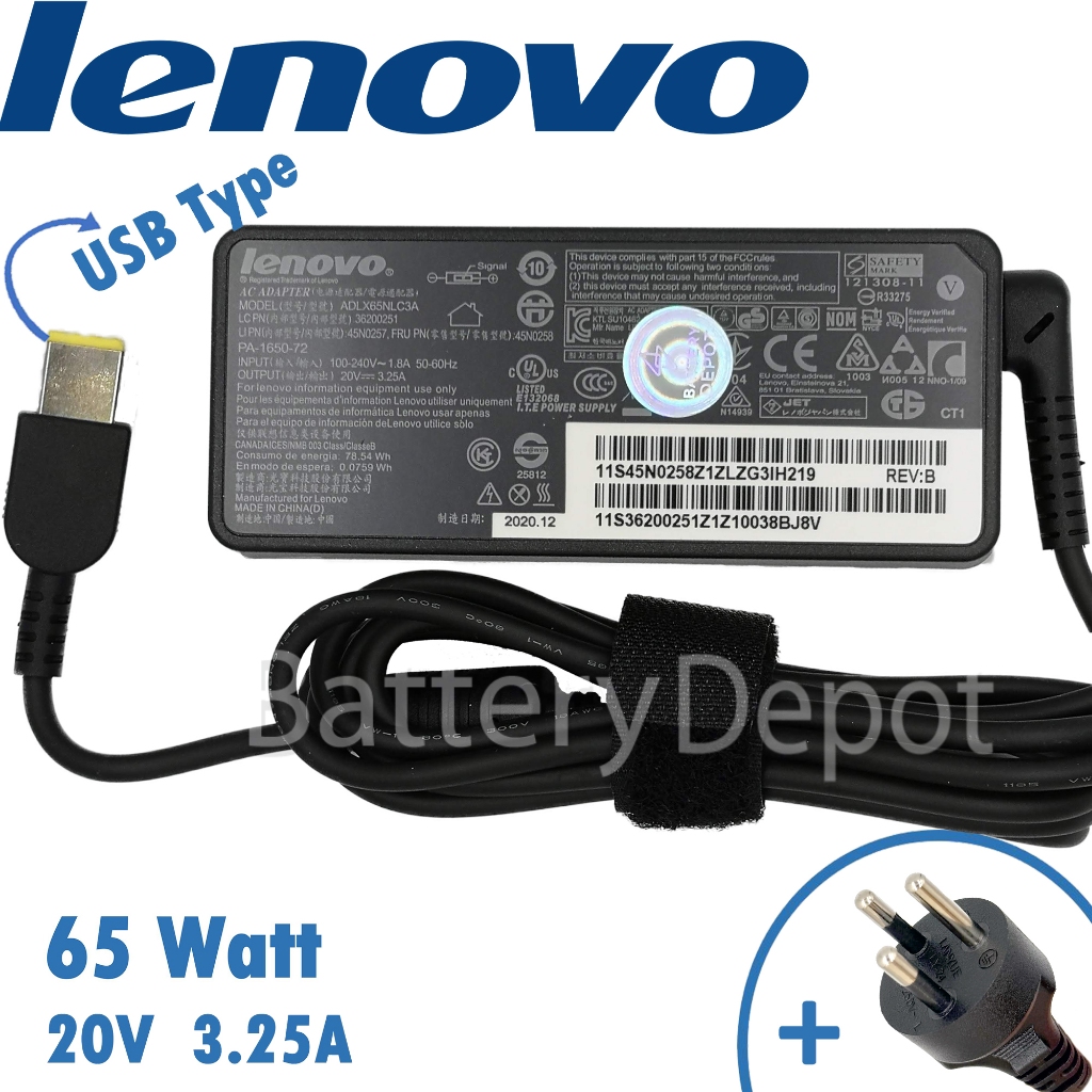 IBM Lenovo Adapter Lenovo ThinkPad X250 X240 X240s X270 Yoga X380 Yoga 14 20DM 20DN 15 20DQ 65W USB สายชาร์จ Lenovo