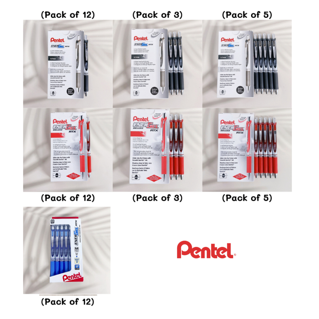 [Pentel®] EnerGel RTX Retractable Liquid Gel Pens, Medium Point, 0.7 mm, รุ่น BL77-A, BL77-B, ‎BL77P