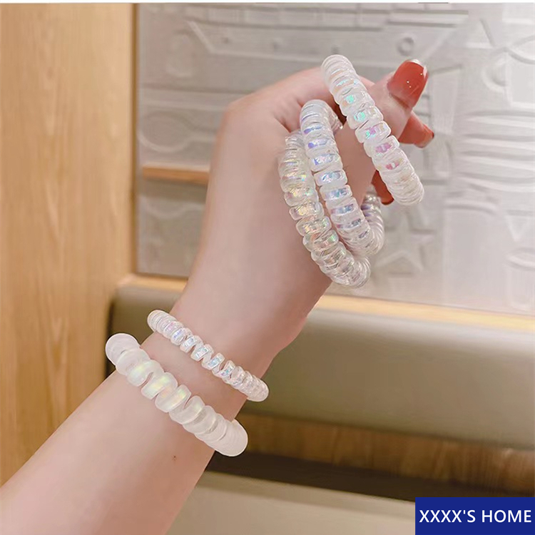 พร้อมส่ง #XX58 Hair band ยางมัดผมแบบเกลียว เกาหลี สีมุกใส 1 เส้น
