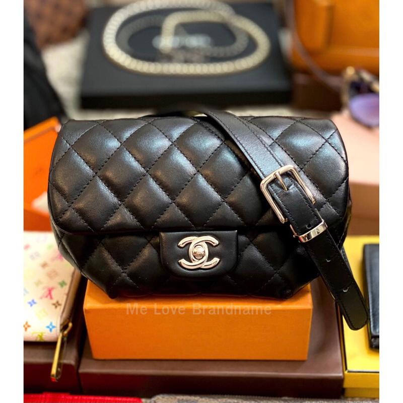 Chanel Lambskin Uniform Leather CC Belt Bum Bag Black  (รับประกันสินค้าแท้)