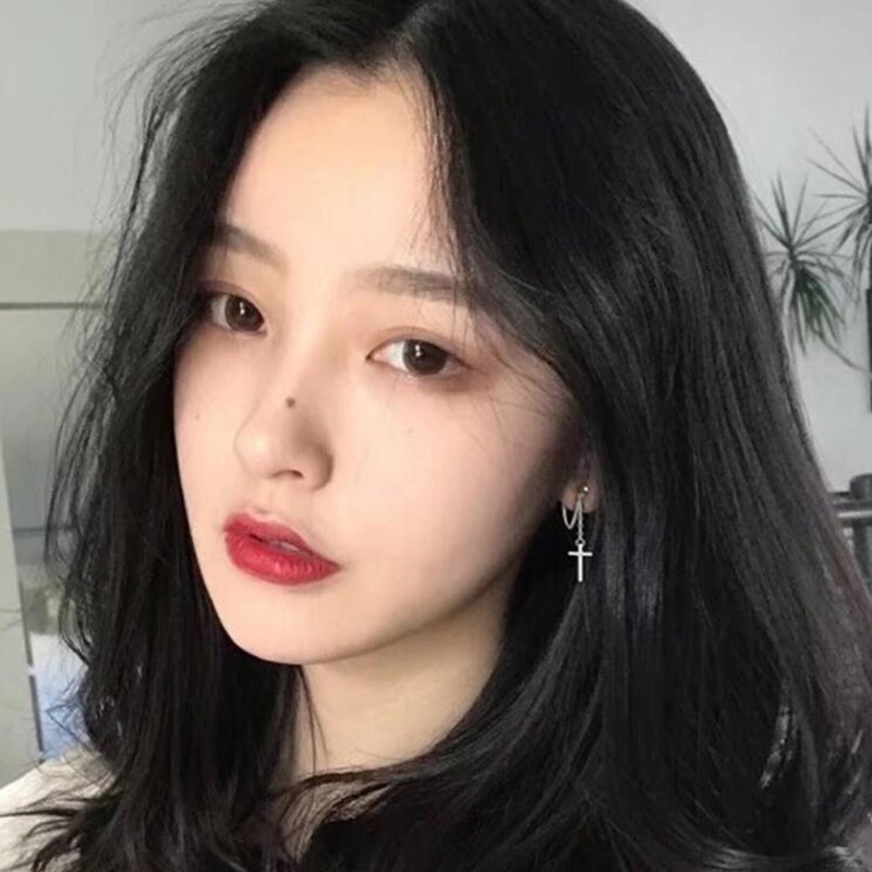 [จัดส่งในกทม] แฟชั่นเกาหลี ต่างหูโซ่ห้อยจี้ไม้กางเขนสีเงินสําหรับผู้หญิง 1 คู่ อุปกรณ์เสริมที่เรียบง่าย unisex - รูปที่ 5