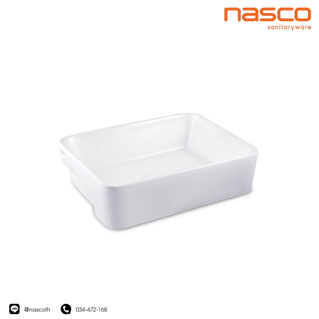 NASCO อ่างล้างหน้าฝังครึ่งเคาน์เตอร์ รุ่น กรรณิการ์ NL-008 : KANNIKA