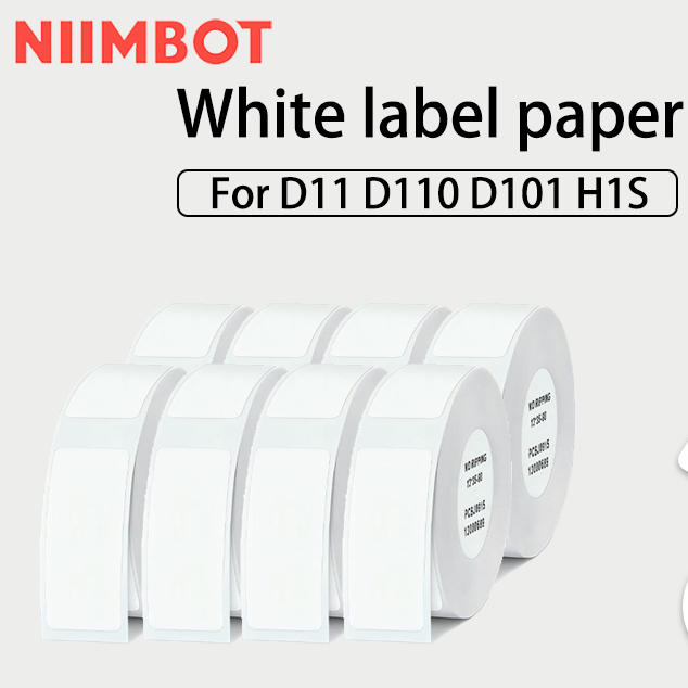 Niimbot ม้วนกระดาษสติกเกอร์ฉลาก D101 D110 D11 กันน้ํา มีกาวในตัว ขนาดเล็ก พกพาง่าย สีขาว สําหรับเครื่องพิมพ์ฉลาก 1 ม้วน