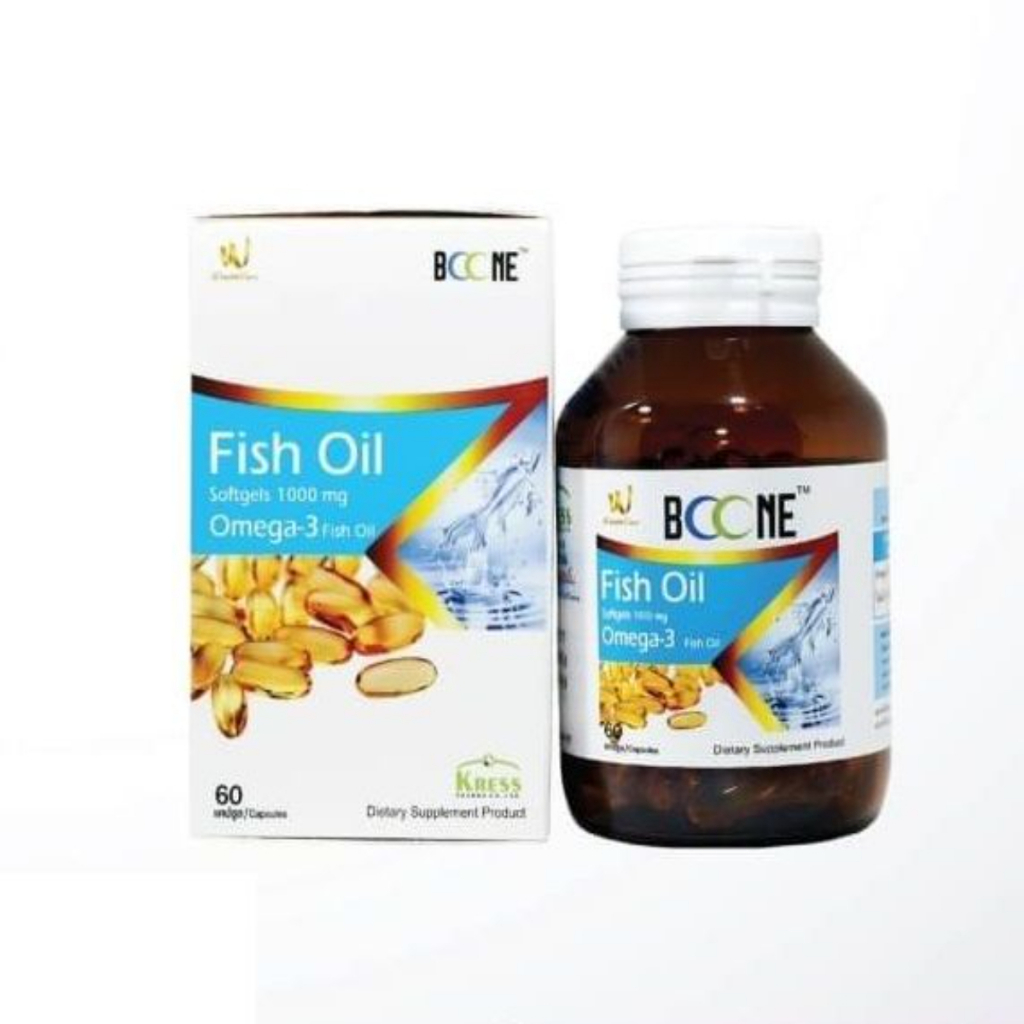 BOONE FISH OIL 60 CAPSULES น้ำมันปลา จากปลาทะเลน้ำลึก 1000 มิลลิกรัม มีโอเมก้า-3 สูง