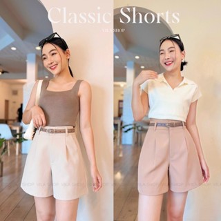 Vi03 กางเกงขาสั้นพรางหุ่น ซิปหน้า ตะขอหน้า งานตัด VILA