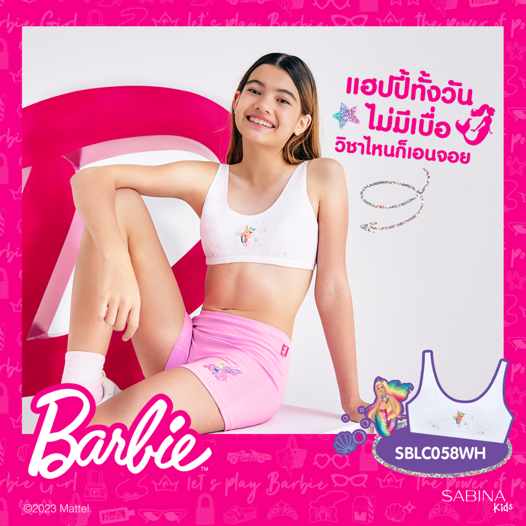 SABINA X BARBIE เสื้อชั้นในPre Teen  วัยรุ่น อายุ 10-14 ปี รหัส SBLC058 - สีขาว