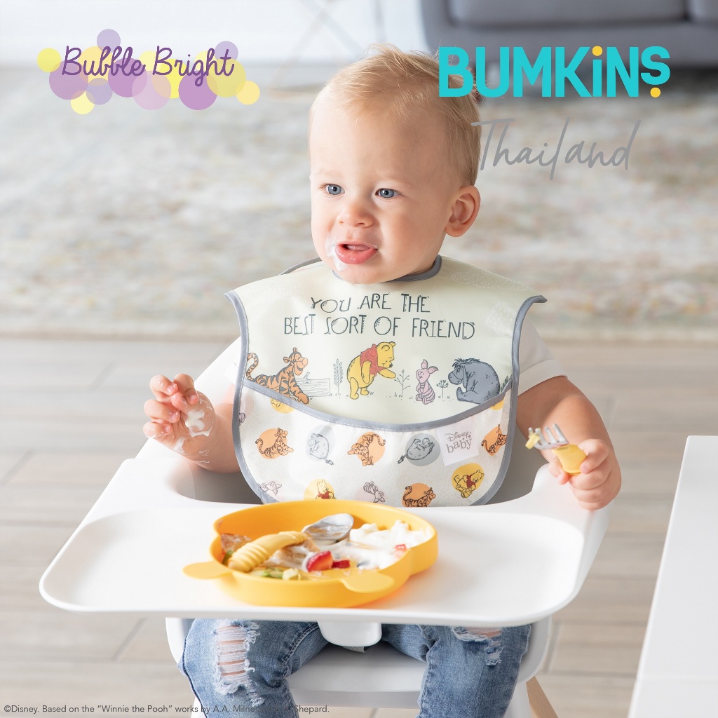 ธีม Winnie The Pooh - Bumkins อุปกรณ์ทานอาหาร ผ้ากันเปื้อนเด็ก ทานข้าว ทำกิจกรรม และ ของใช้อื่นๆ ธีม Winnie The Pooh