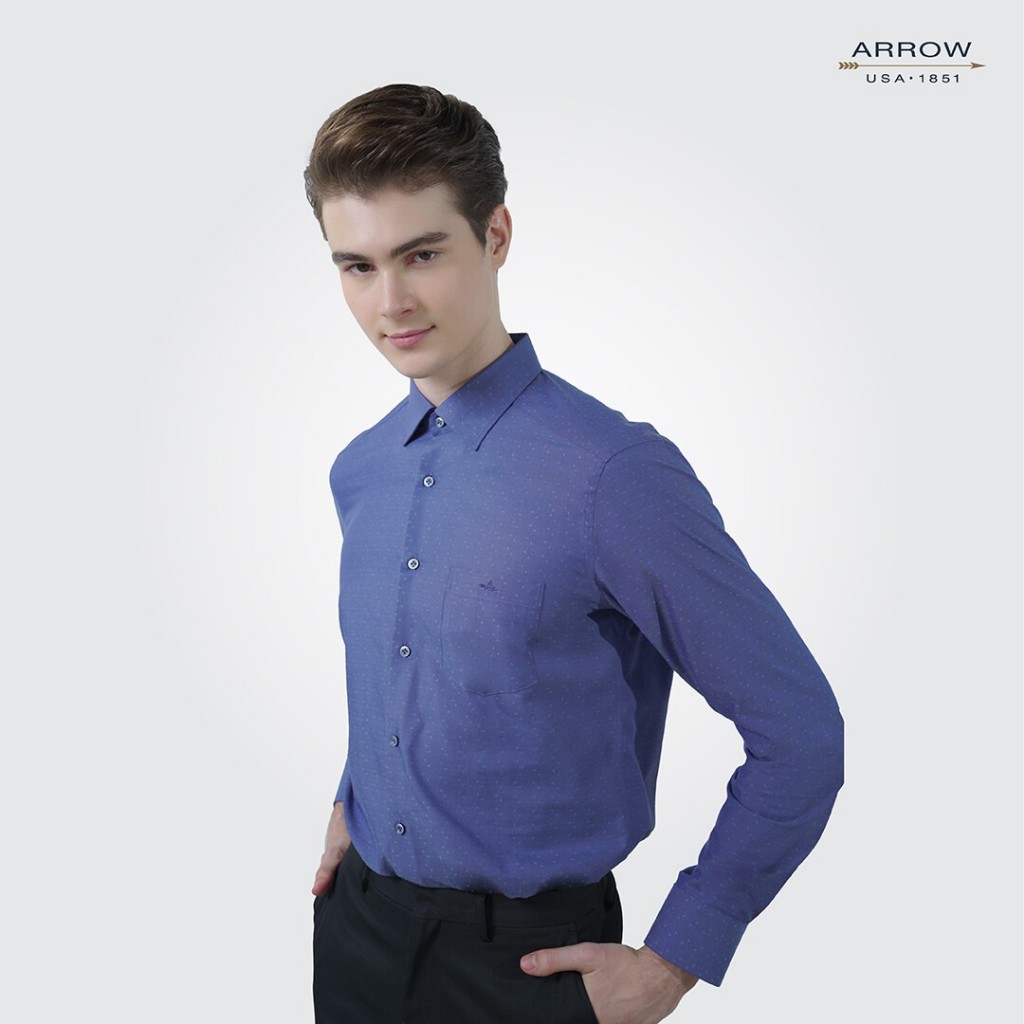 ARROW เสื้อเชิ้ต แขนยาว BAMBOO ทรง Smart สีกรม MACM907