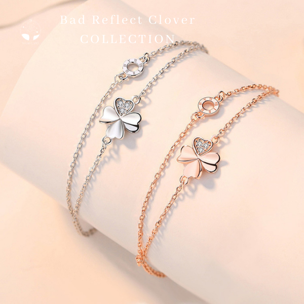 MNL💗Bad Reflect Clover ข้อมือใบโคลเวอร์ 4 แฉกสะท้อนโชคร้าย กำไลเงินแท้ เครื่องประดับแฟชั่นผู้หญิง เงินแท้925 ของขวัญ