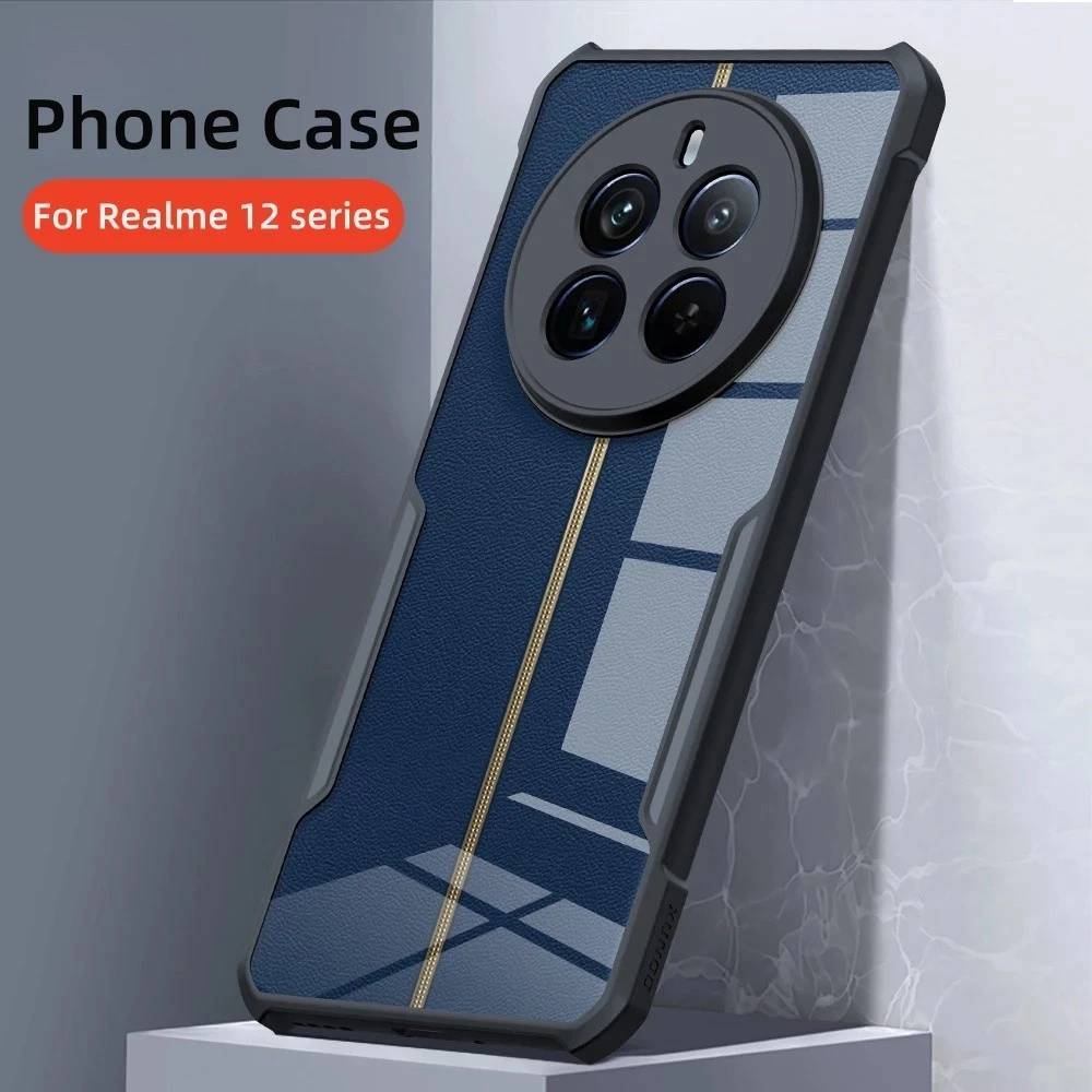 Realme 12X 5G/Realme 12 5G/Realme 12 Pro Plus 5GเคสกันกระแทกขอบสีหลังใสRealme12+5G/Realme 12 Pro 5G/