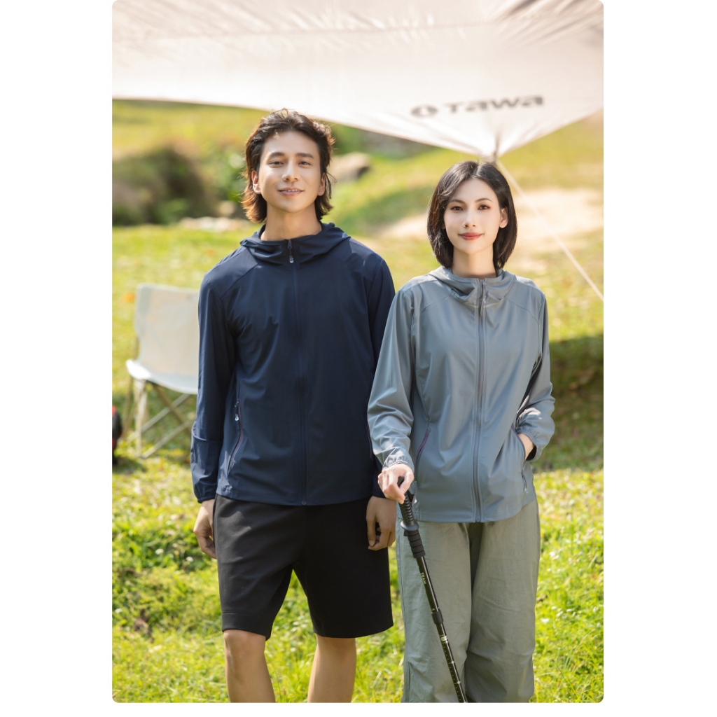 UPF50+ ฤดูร้อนผู้ชายผู้หญิงออกกำลังกายกลางแจ้งเสื้อกันแดด บางเบาระบายอากาศแจ็คเก็ตกันแดด