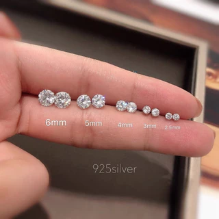 [พร้อมส่งจากไทย🇹🇭] ต่างหูเพชร เงิน92.5%(1คู่) เพชรCZ สวยหรู ไม่คัน ไม่แพ้ เกรดพรีเมี่ยม NA02. PO2. Mellow