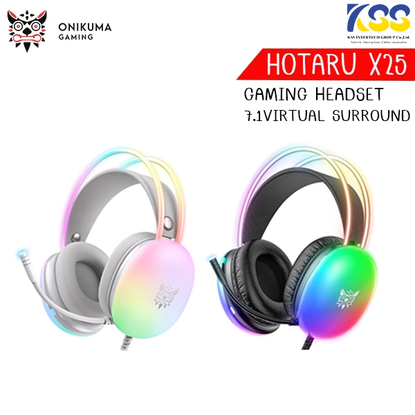 Onikuma HOTARU X25 Gaming Headset 7.1 Virtual Surround  หูฟังเกมมิ่ง พอร์ต USB มีไฟ RGB ตัดเสียงรบกว