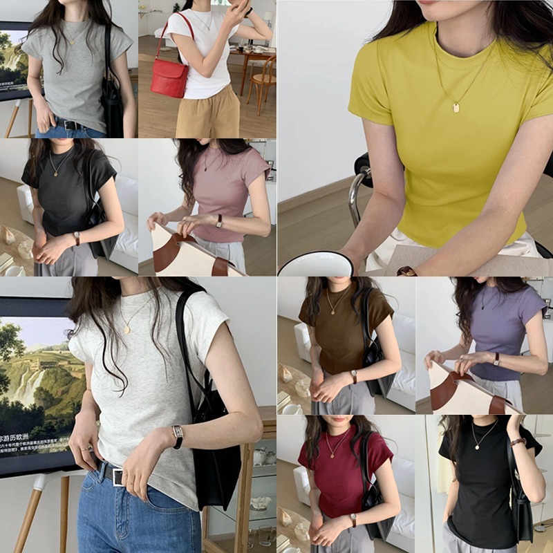 เสื้อยืดผู้หญิง ผ้าฝ้าย สวมใส่สบาย เซ็กซีเบาๆ เนื้อผ้าเด้ง #20227