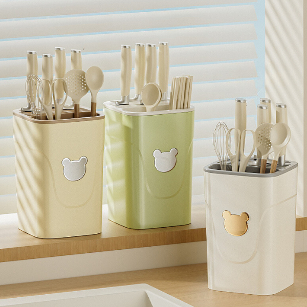 ID888 กล่องเก็บช้อนส้อม ตะเกียบ ระบายน้ำได้ สําหรับห้องครัว