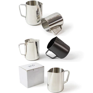 จัดส่งทันที | เหยือกตีฟองนม เหยือกนมลาเต้อาร์ท สีดำด้าน 350ml 600ml Teflon milk pitcher