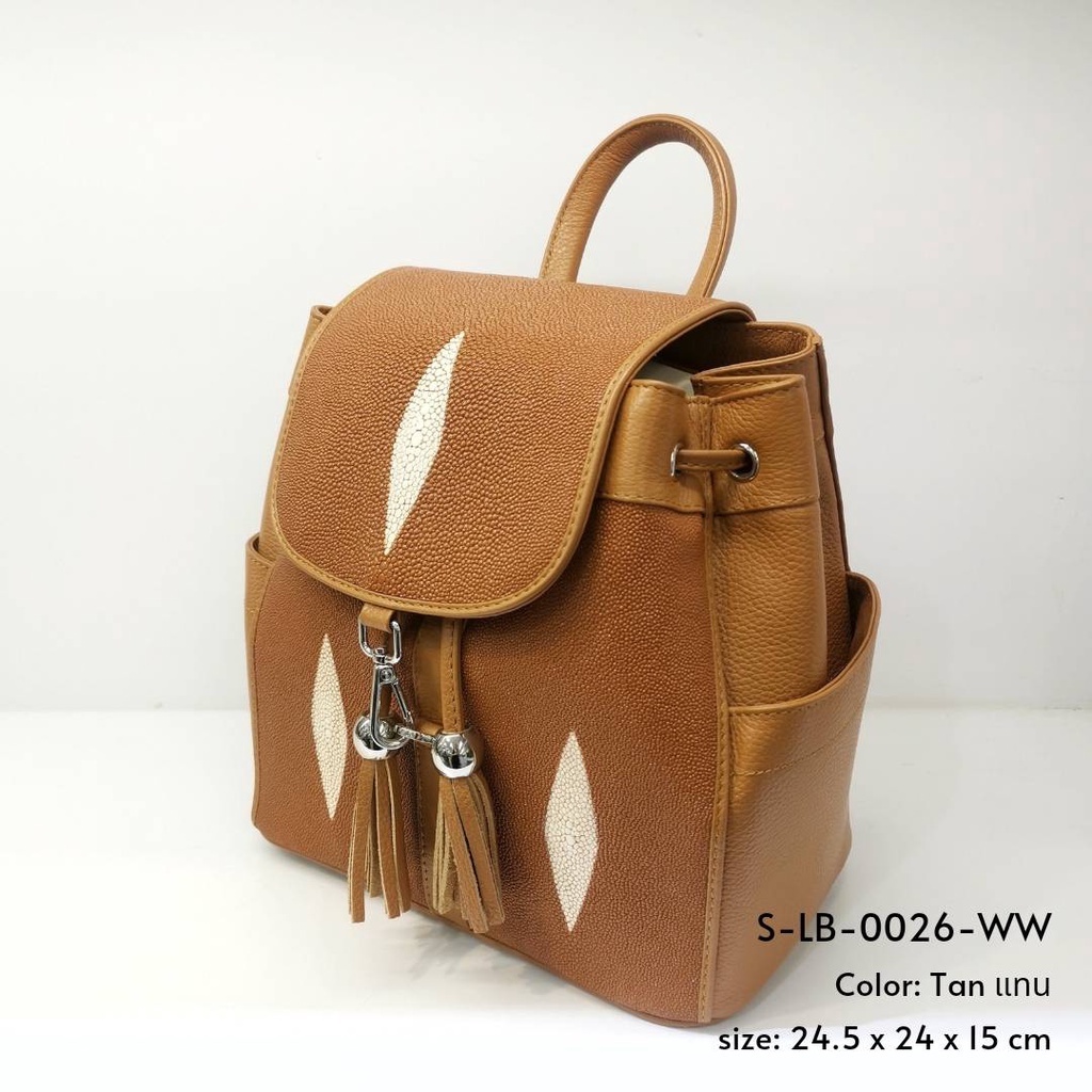 Prang Stingray Leather Backpack / Bag กระเป๋าเป้ หนังปลากระเบน S-LB-0026-WW