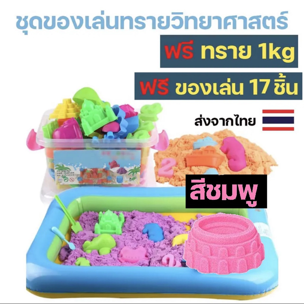 ทรายแม่เหล็ก แม่พิมพ์19ชิ้น+กล่องเก็บ ทรายเด็ก ของเล่นทรายสำหรับเด็ก
