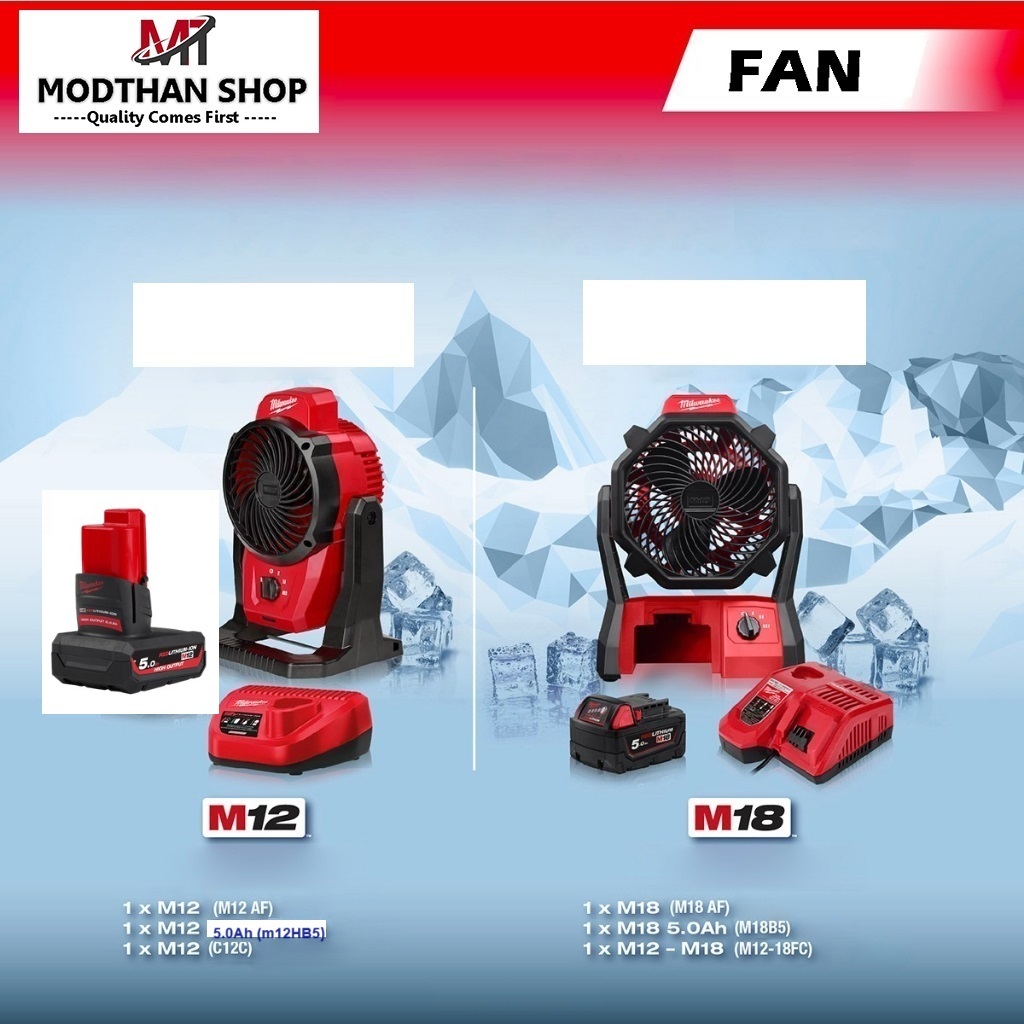 Milwaukee พัดลมไร้สาย ( M12 AF-0 พร้อมชุดแบต ) หรือ ( M18 AF-0 พร้อมชุดแบต ) -สินค้าใหม่ มีพร้อมส่ง