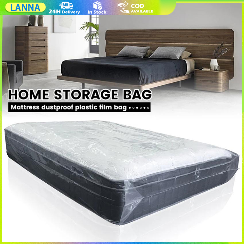 ร้านอยู่ที่ไทย ถุงพลาสติกใสคลุมเตียง กันฝุ่น3.5/5/6ฟุต ผ้าคลุมเตียง คลุมที่นอน ไม่มียางรัด