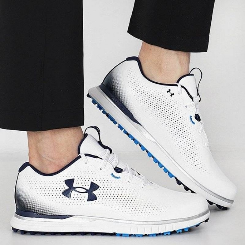 รองเท้ากอล์ฟ Under armour Glide 2 Spikeless Golf ShoesWhite / Midnight Navy 3026402-100