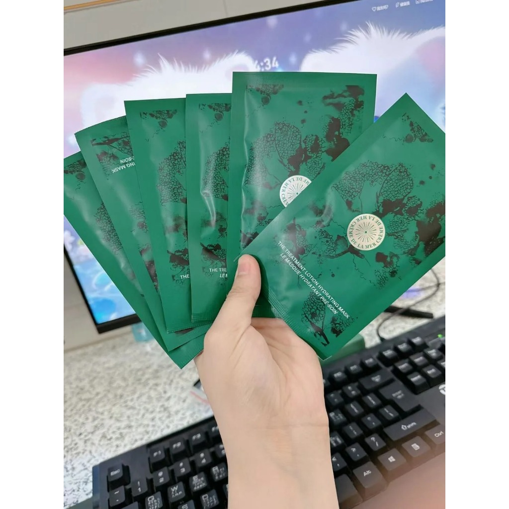 LA MER มาส์ก ชิ้น เพิ่มความชุ่มชื้นและต่อต้านริ้วรอย LA MER facial mask 1แถม1（แผ่น）