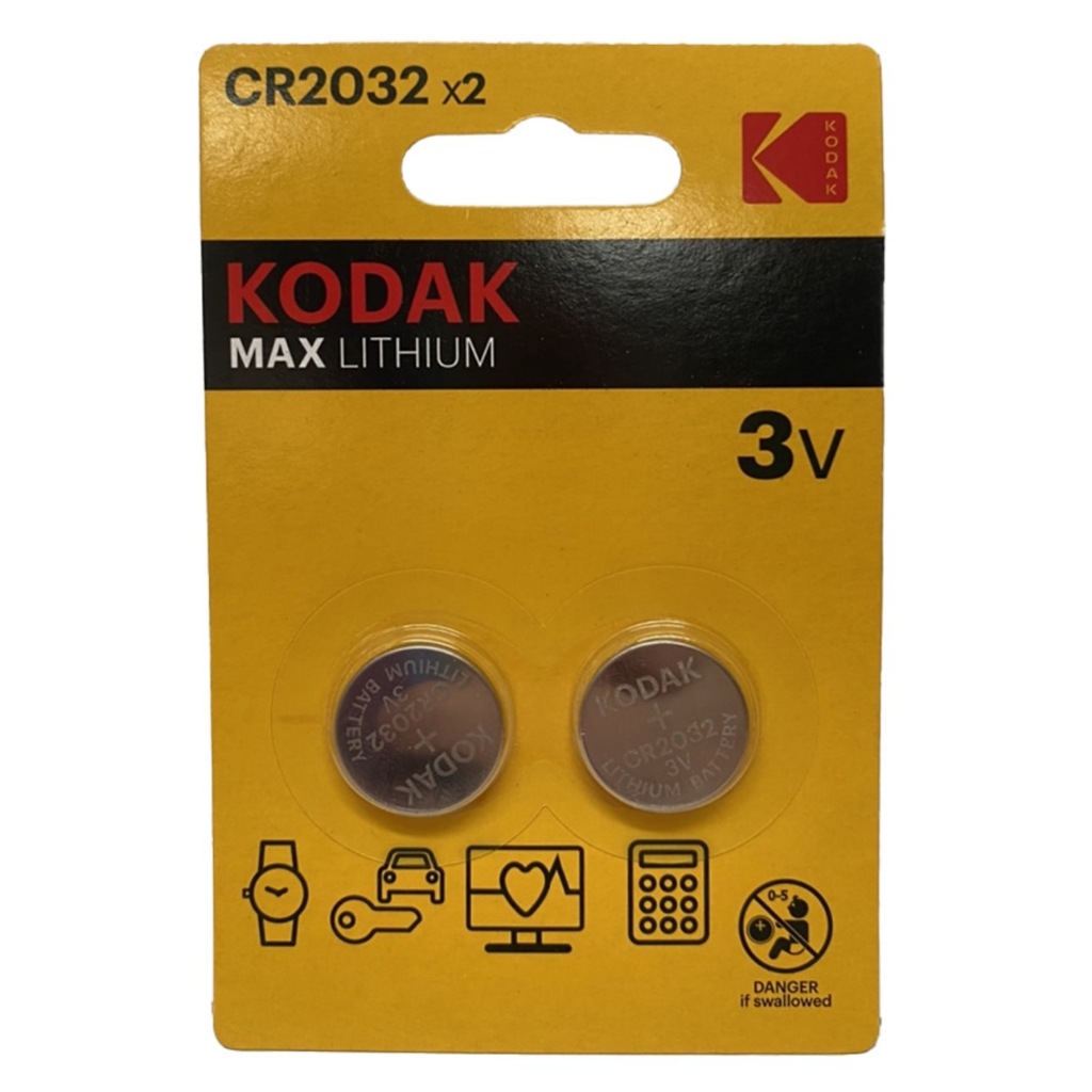 Kodak ถ่านกระดุม 2032 / ถ่านกระดุม 2025 แพ็ค 2 ก้อน / Ultra Lithium Batteries CR2032, CR2025 Pack x2