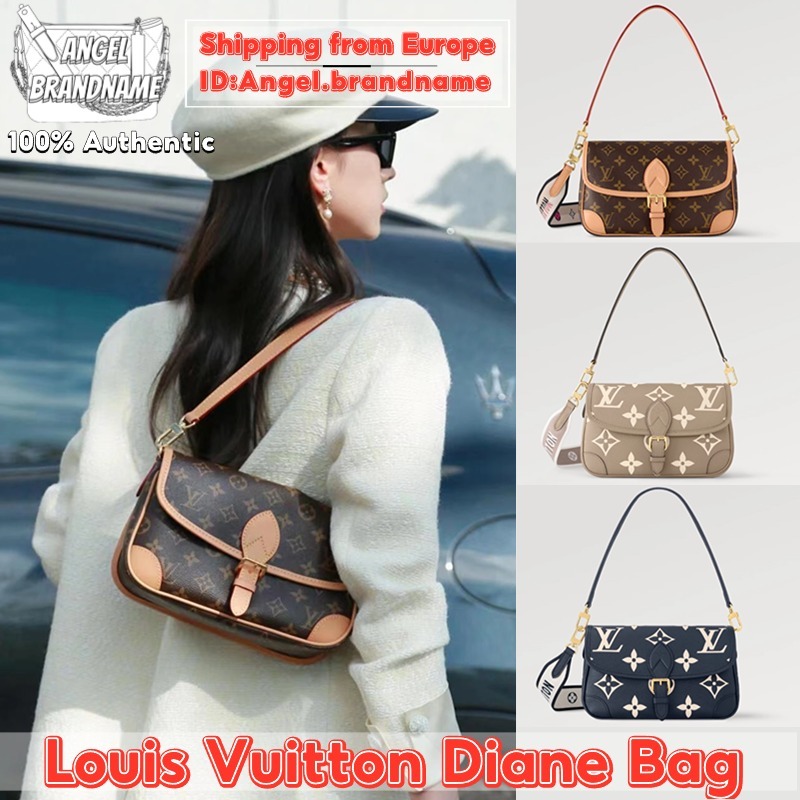 👜หลุยส์วิตตอง Louis Vuitton Diane Bag สุภาพสตรี กระเป๋าสะพายไหล่ กระเป๋าใต้วงแขน พร้อมสายคล้องไหล่