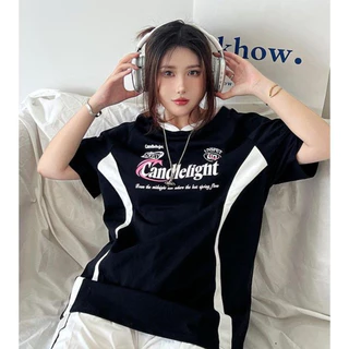 cherryshop พร้อมส่งกาง เสื้อยืดผู้หญิง เสื้อโอเวอร์ไซส์ OVERSIZE เสื้อยืดสไตล์กีฬาอเมริกันที่มีดี