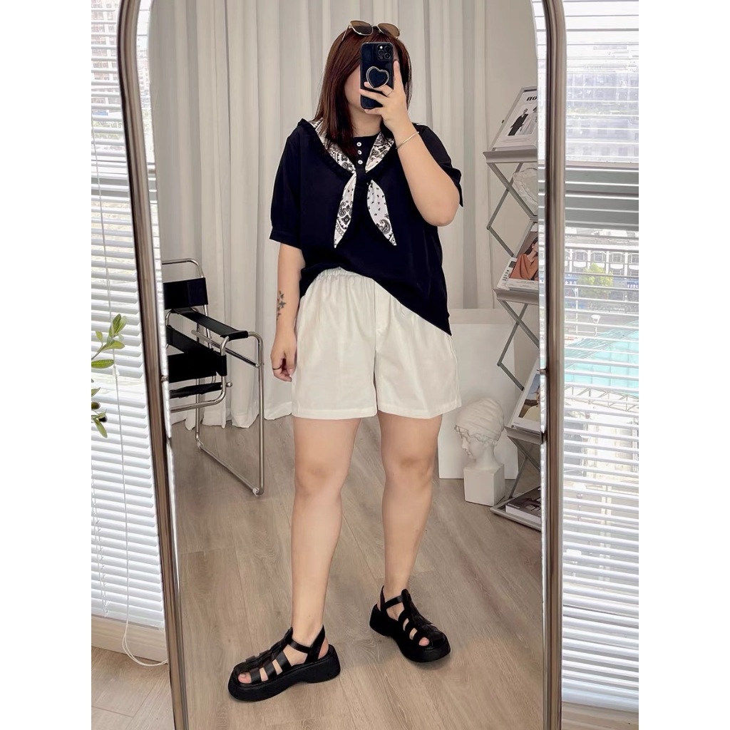 กางเกงขาสั้นของผู้หญิง ไซส์คนอ้วน ผ้าดี ใส่สบาย-#3346- - รูปที่ 5