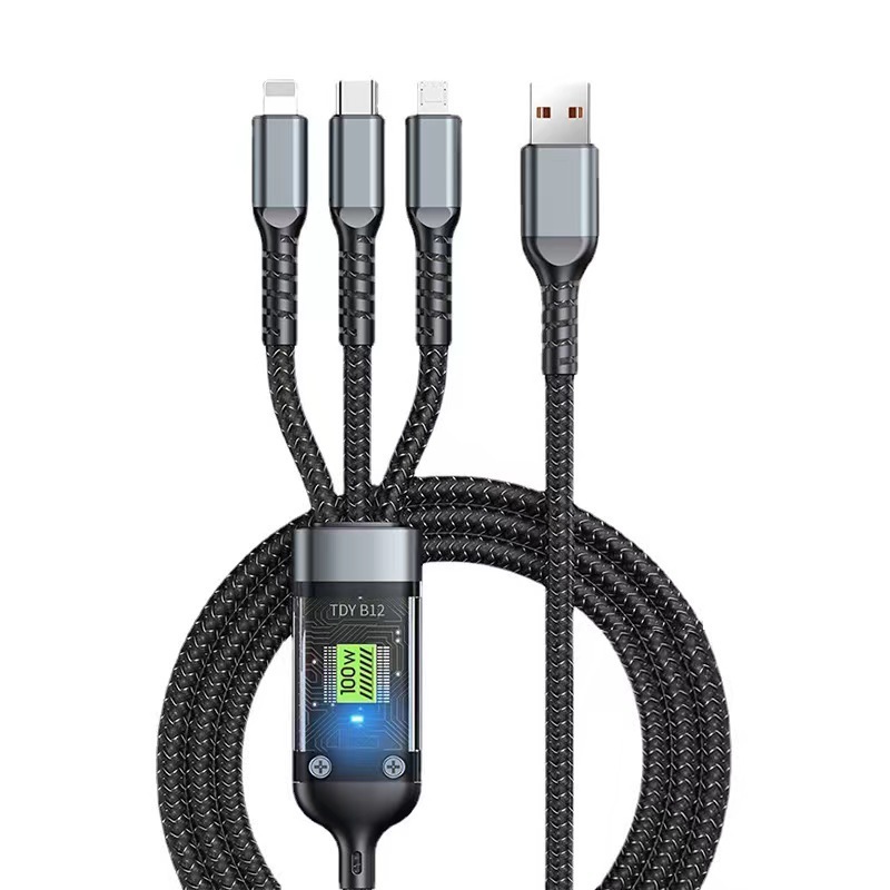 Sajai 3in1 SJ-3X สายชาร์จเร็ว5A 3-in-1 100W USB to Type-C ไมโครสำหรับ P X-14 Samsung Xiaomi Huawei