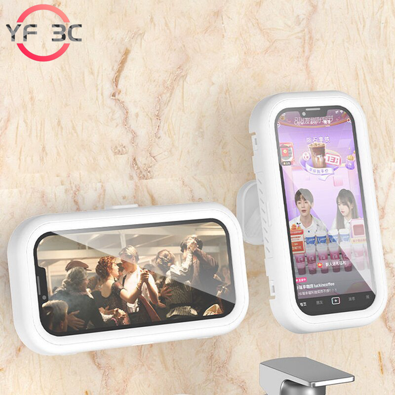 YF 3C ที่วางโทรศัพท์กันน้ำในห้องอาบน้ำแบบปรับมุมได้ขาตั้งโทรศัพท์สำหรับห้องน้ำห้องครัว