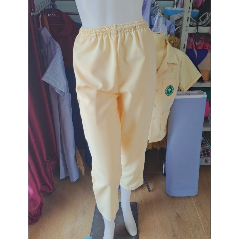 กางเกงเหลืองริ้วขาว กางเกงเหลืองสีพื้น(เหลืองอ่อน/เหลืองเข้ม)