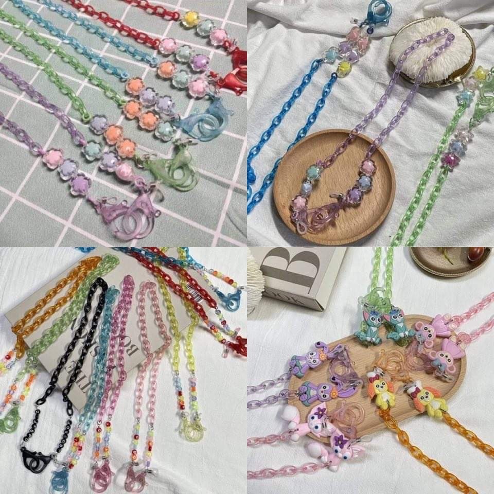 สายคล้องแมสสายโซ่เล็ก แบบสุ่มสีสุ่มลาย พร้อมจัดส่ง
