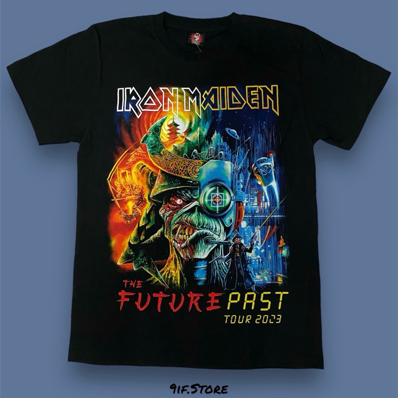 เสื้อยืดวง IRON MAIDEN ลายTOUR 2023 (ป้ายRock Yeah) สกรีนหน้า-หลัง