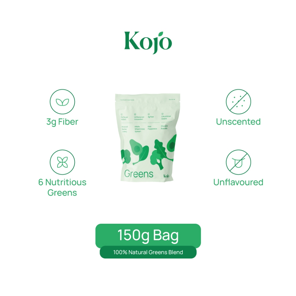 1 Bag 150g : Kojo Greens โคโจ กรีน แบบถุง 150 กรัม superfood 6 Nutritious Greens 3g Fiber ผักใบเขียว 6 ชนิด ไฟเบอร์