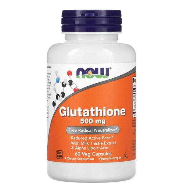 NOW Foods, Glutathione, 500 mg, 60 Veg Capsules พร้อมส่ง หมดอายุ 03/2025