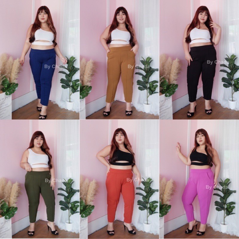 กางเกงขายาว ขาเดฟ ตีเกล็ตหน้า เก็บทรงสวย สาวอวบใส่ได้สบายเนื้อผ้าวูลเวฟ