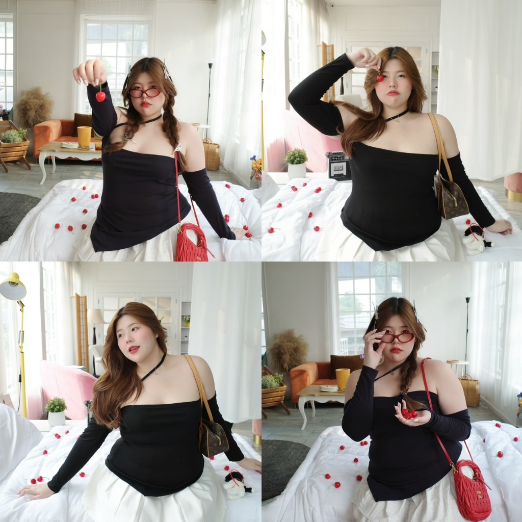 Mabel top เสื้อปาดไหล่ดีเทลแซ่บ ผ้ายืด cotton ซูพรีม