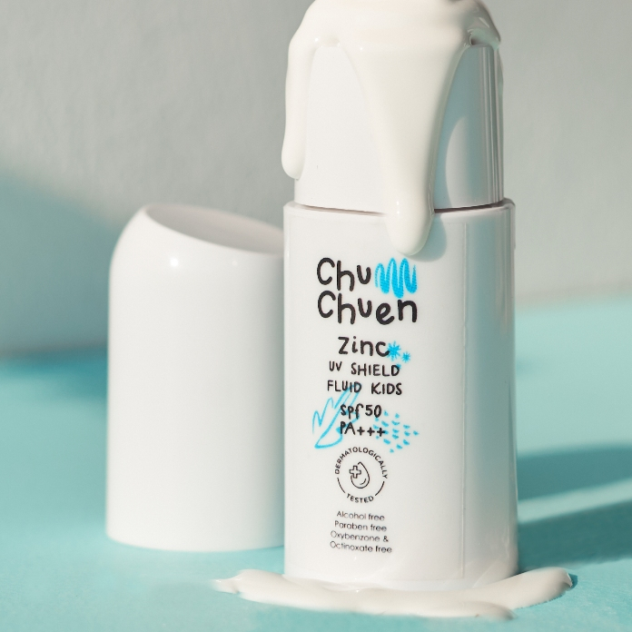 ครีมกันแดด ชุ่มชื่น Chumchuen zinc UV shield fluid kids SPF 50 PA+++ ( ขนาด 15ml ) - กันแดดหน้าและตัว ทนน้ำทนเหงื่อ