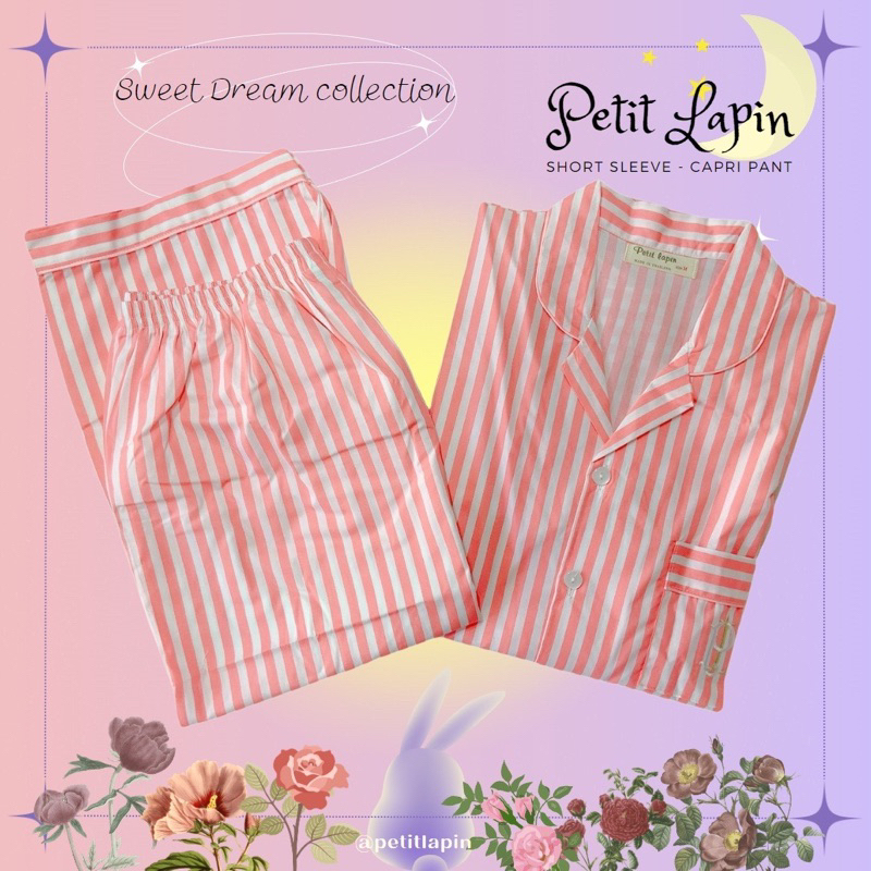 ชุดนอนผู้ใหญ่ ไซส์ M รุ่นแขนสั้น ขาสี่ส่วน แบรนด์ Petit Lapin