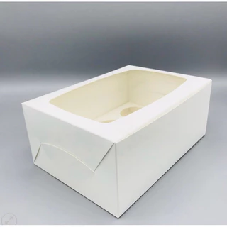 กล่องคัพเค้ก 6 หลุม กระดาษขาว+ฐานรอง ขนาด 16x22.5x9.5 ซม. (แพค10ใบ) 1085