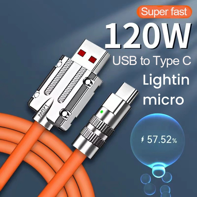 สายชาร์จเร็ว type c Micro USB 120W 240W 6A ที่ชาร์จและสายเคเบิ้ล สายชาร์จเร็ว สายเคเบิลข้อมูล ซิลิโคนนิ่ม DISSHOP