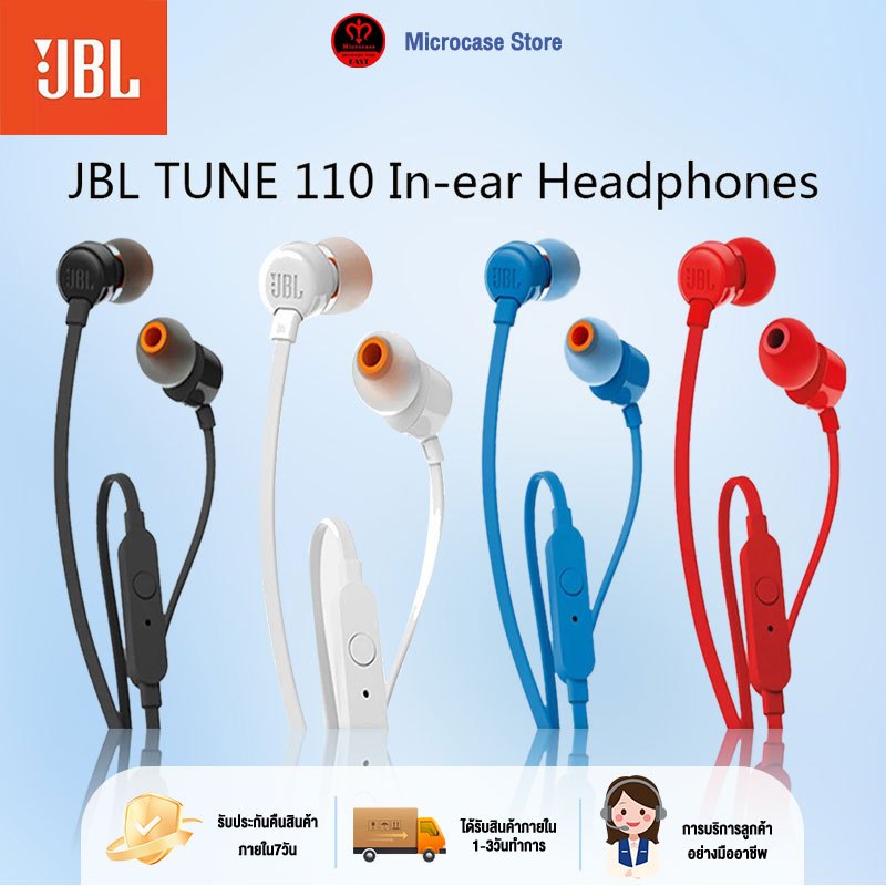 หูฟังJBL C100SI/T110 3.5mm wired Bass Stereo Earphone for Android IOS mobile phones Earbuds with Mic Earphones