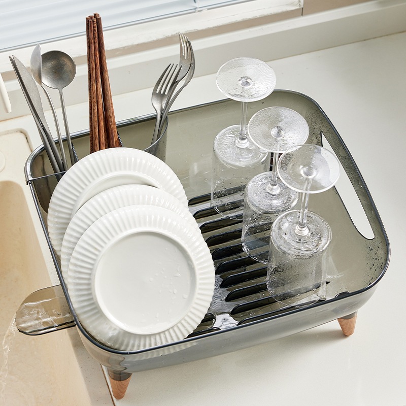 【พร้อมส่ง】 ที่คว่ำจาน ชาม ช้อน รุ่นใหม่ ระบายน้ำโดยอัตโนมัติ ประหยัดพื้นที่ ทำความสะอาดง่าย
