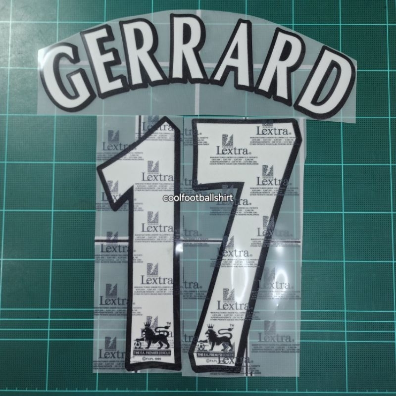 ชื่อเบอร์กำมะหยี่รีโป GERRARD 17 ติดเสื้อบอล Liverpool Home 2000-04