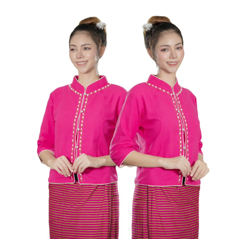 เสื้อพื้นเมืองผู้หญิงคอจีนกุ้นผ่าหน้า