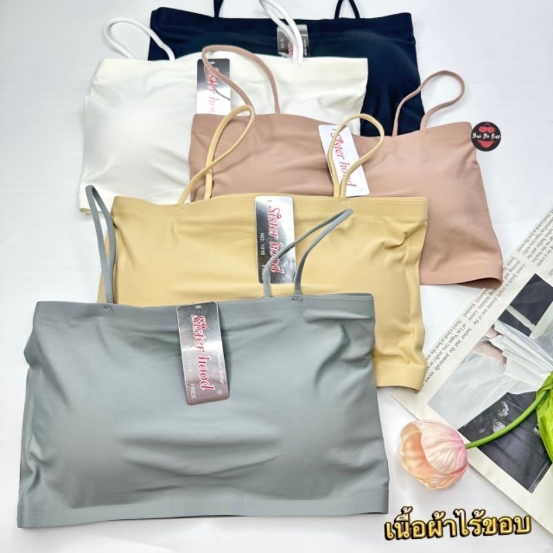 C1018#Sisterhoodบราเกาะอกไร้ขอบสั้นสายเดี่ยวเสริมฟองน้ำในตัว - รูปที่ 4